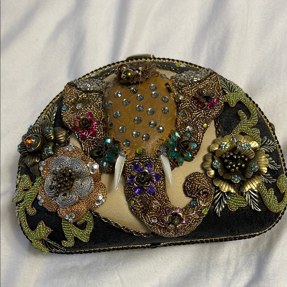 Mary Frances Black and Gold Embellished Clutch